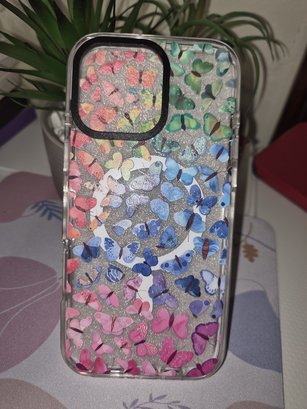 Butterfly Pattern Clear Phone Case 16 Pro Max- Multi-Color